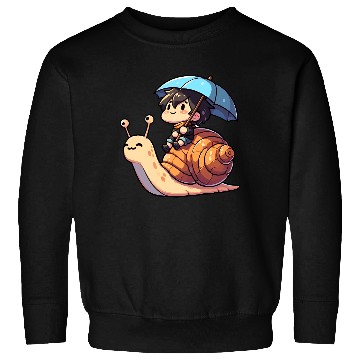 Discover Chibi Snail Rider's Rainy Day Adventure . Sweatshirts