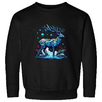 Discover Majestic Blue Deer in Enchanted Forest Sweatshirts