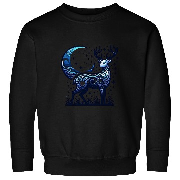 Discover Celestial Deer Under Starry Night Moon Sweatshirts