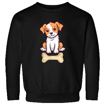 Discover Cute White and brown dog with bone Sweatshirts
