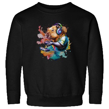 Discover Funny Video Games Capybara Funny Capybara Gamer Sweatshirts