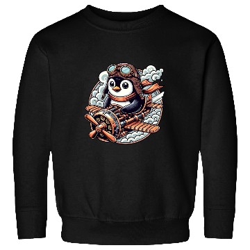 Discover Adventurous Penguin Pilot on Steampunk Plane Sweatshirts