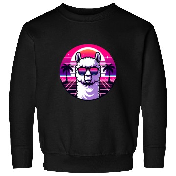 Discover Retro Sunset Llama with Sunglasses in Neon Vibes Sweatshirts
