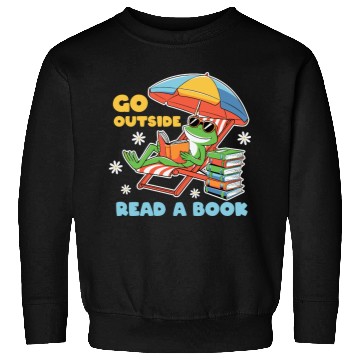 Discover Book Lover Frog Summer Beach Relaxing Reading Sweatshirts