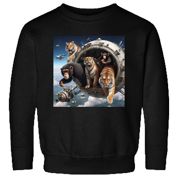 Discover Tigers and chimpanzees and bears spacecraft Sweatshirts