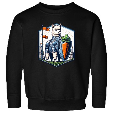 Discover Llama Knight With Carrot Shield Adventure Sweatshirts