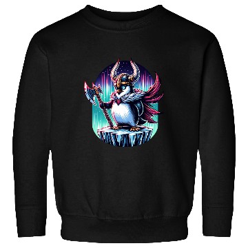 Discover Viking Penguin Warrior Under Northern Lights Sweatshirts