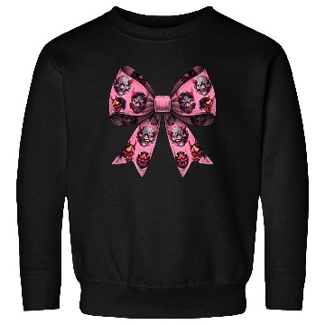 Discover Coquette Bow Oni Yokai Devil Mask Pattern Pink Sweatshirts