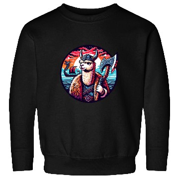 Discover Viking Llama Adventure at Sea Sweatshirts