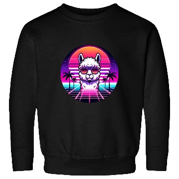 Discover Retro Cool Llama with Neon Sunset Vibes Sweatshirts