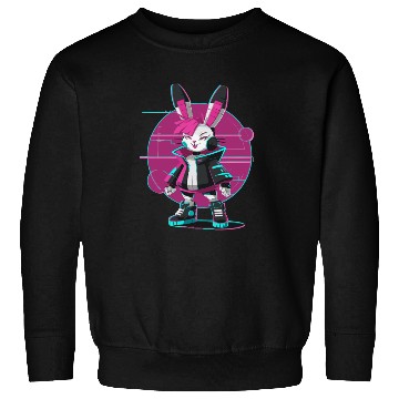 Discover Cyber Bunny with Futuristic Style and Neon Colors Sweatshirts
