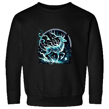 Discover Ethereal Stag in Mystical Forest Moonlight Sweatshirts