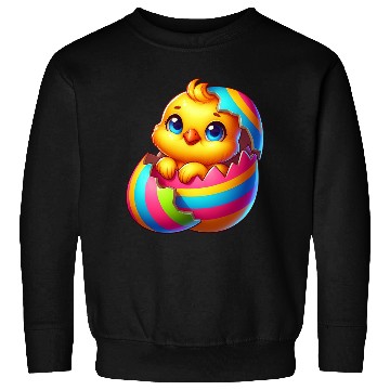 Discover Cute Chick Cartoon Colorful Easter Egg Hatching Sweatshirts