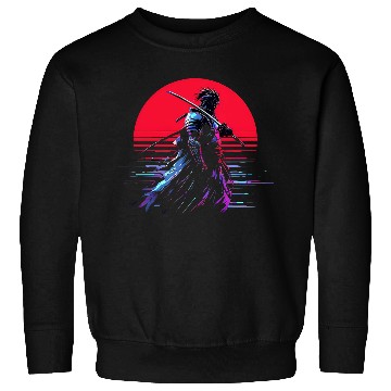 Discover Cyberpunk Samurai Warrior Under Neon Moon Sweatshirts