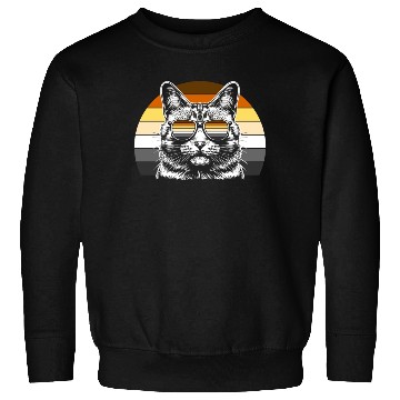 Discover Cool Bear Pride Cat with Sunglasses Retro Sunset Sweatshirts