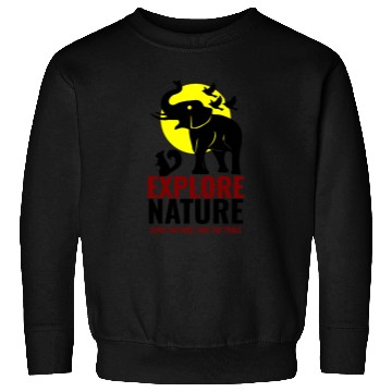 Discover Explore Nature Elephant Squirrel Art Sweatshirts