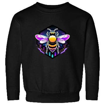 Discover A bee cyberpunk-style with glowing neon stripes Sweatshirts