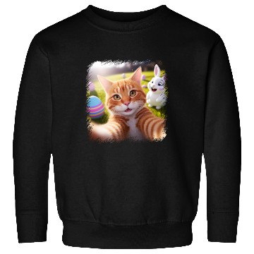 Discover Cute Easter Selfie Cat Bunny Spring Sweatshirts For Kids