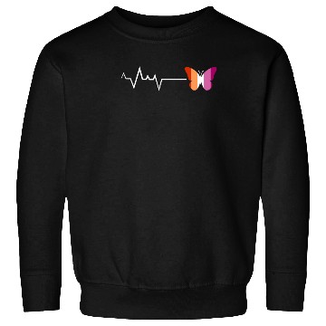 Discover Lesbian Heartbeat Butterfly Pride Flag Colors Art Sweatshirts