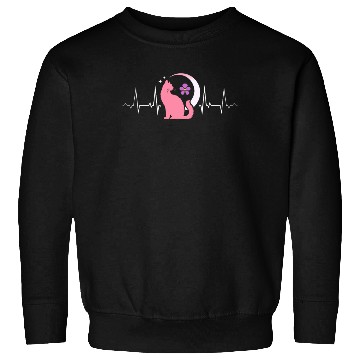 Discover Lesbian Heartbeat Moon Cat Pink Mystic Pride Art Sweatshirts