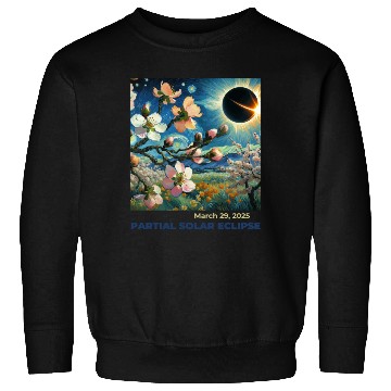 Discover March 29, 2025 Partial Solar Eclipse Blossoms Sweatshirts