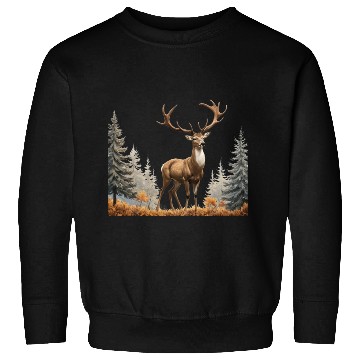Discover Majestic Deer: A Golden Stance in Nature's Embrace Sweatshirts