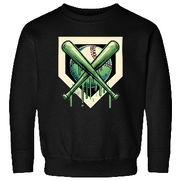Discover Baseball and Bat Dripping Green Sweatshirts