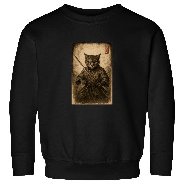 Discover Samurai Cat in Vintage Style Sweatshirts