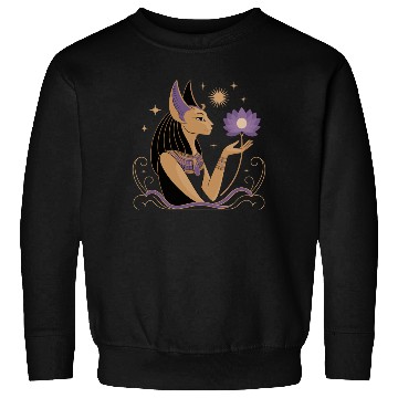 Discover Serene Bastet Holding a Lotus Sweatshirts