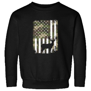 Discover Deer Buck Hunting Camo US Flag Hunter Camouflage Sweatshirts