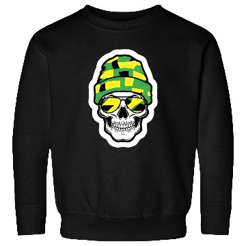 Discover Human Skull Wearing Green Beanie Sweatshirts