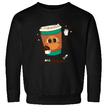 Discover Playful Coffee Cup Character Design Sweatshirts