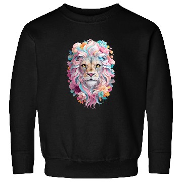 Discover Lion Illustration Surrounded By Floral Sweatshirts