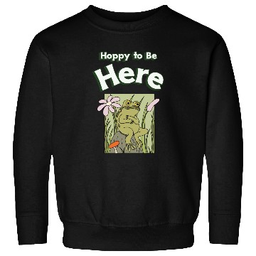 Discover Hoppy to Be Here Funny Frog Cartoon Sweatshirts