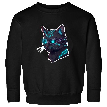 Discover Badass Cat Cyberpunk – Neon Feline from the Future Sweatshirts