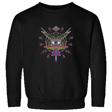 Discover Psychedelic UFO Eye with Cosmic Lightning and Sweatshirts