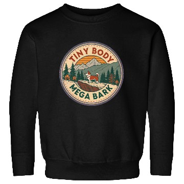 Discover Tiny Body Mega Bark Corgi Adventure Retro design Sweatshirts