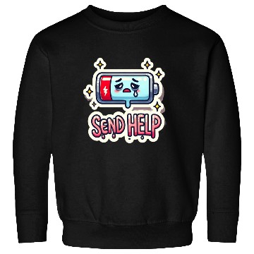 Discover A Battery Icon at 1% with "Send Help" Sweatshirts