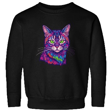 Discover psychedelic cat illustration Sweatshirts