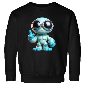 Discover Blue Alien Robot with Goggles Sweatshirts