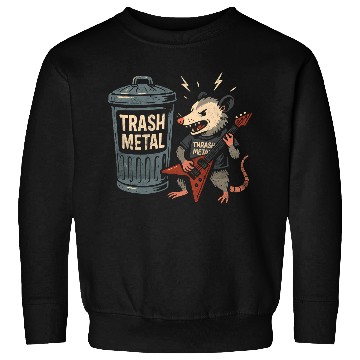 Discover Funny Opossum Thrash Metal Guitar Vintage Pun Sweatshirts