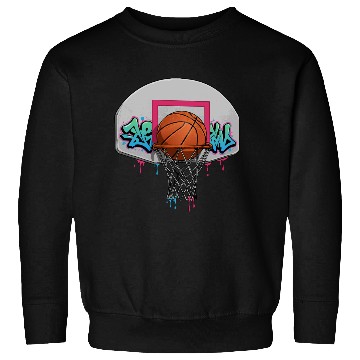 Discover Graffiti Basketball Hoop Neon Drip T‑Sweatshirts