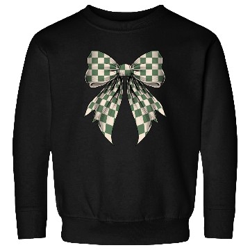 Discover Coquette Bow Green Cream Classic Checkered Pattern Sweatshirts