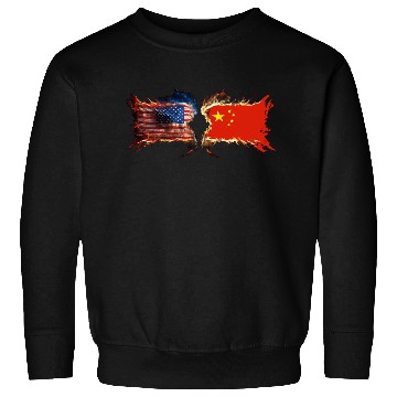 Discover USA vs China Clash – Fiery Flag Faceoff Sweatshirts