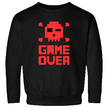 Discover Retro Pixel Game Over Skull Red Gamer Graphic Sweatshirts