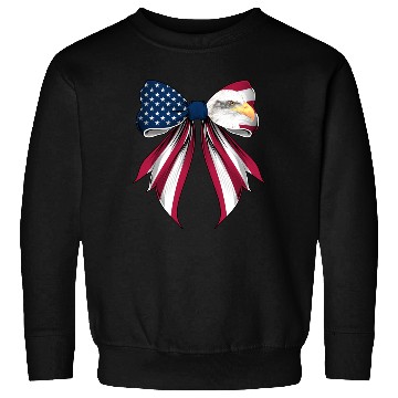 Discover Coquette Bow Bald Eagle Bird US Flag Patriotic Sweatshirts