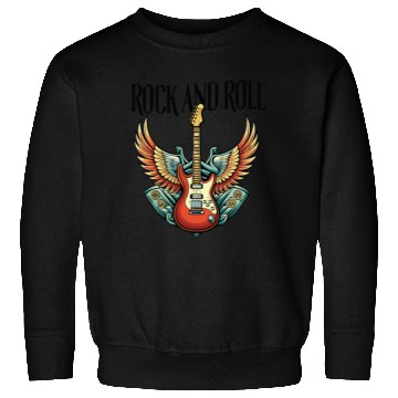 Discover Vintage Retro 80s Rock Roll Music Guitar Wing Sweatshirts