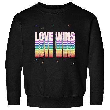 Discover Love Wins Retro Rainbow Pride Typography Sweatshirts