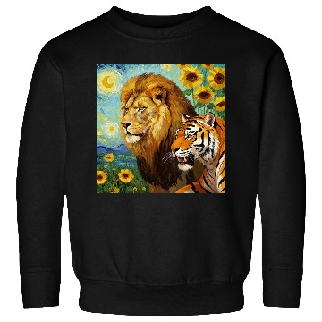 Discover Lion And Tiger Van Gogh Style Sweatshirts