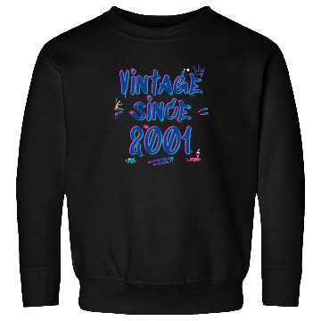 Discover Vintage Since 2001 Graffiti Glitch 24th Bday Vibes Sweatshirts